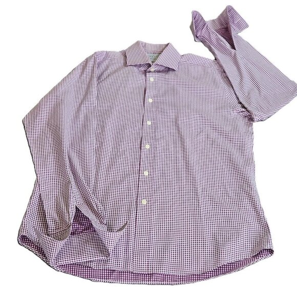 Charles Tyrwhitt Shirt Mens 15.5 M Slim Fit French Cuff Plaid LS Buttons Dressy - Picture 12 of 16